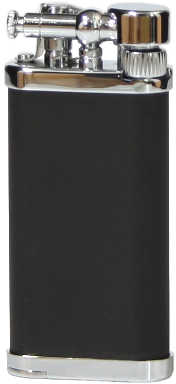 Pfeifenfeuerzeug im corona old boy 64-911C Verchromtes Messing schwarz matt stehend front