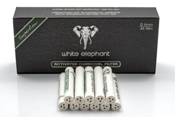 white elephant 45 aktivkohle filter 6mm Schachtel mit Filtern