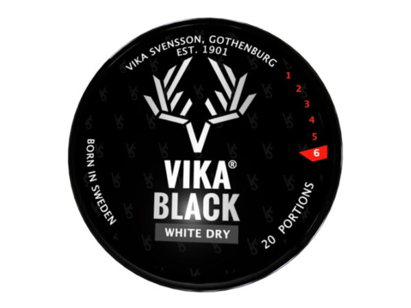 Vika Black White Dry Chewing bags Dose Front