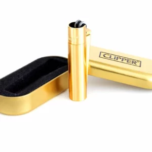 Clipper Mehrweg-Feuerzeug Metall Gold Matt mit Clipper Etui