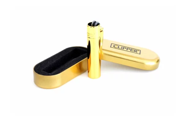 Clipper Mehrweg-Feuerzeug Metall Gold poliert mit Clipper Etui