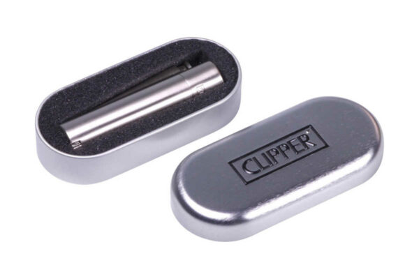 Clipper Mehrweg-Feuerzeug Metall Silber Matt mit Etui