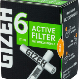 GIZEH Black Active Filter 6mm, Inhalt 34 Filter Länge Filter 27mm, Aktivkohle aus Kokosnussschalen