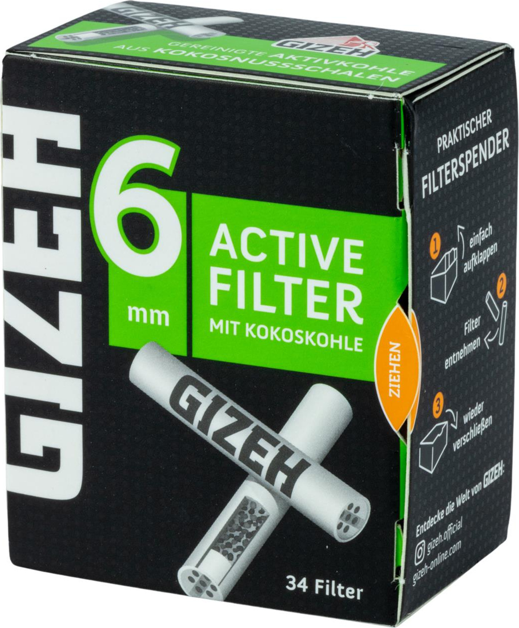 Gizeh Black – Active Filter – 6mm, Inhalt 34 Stück – Gerd Jansens