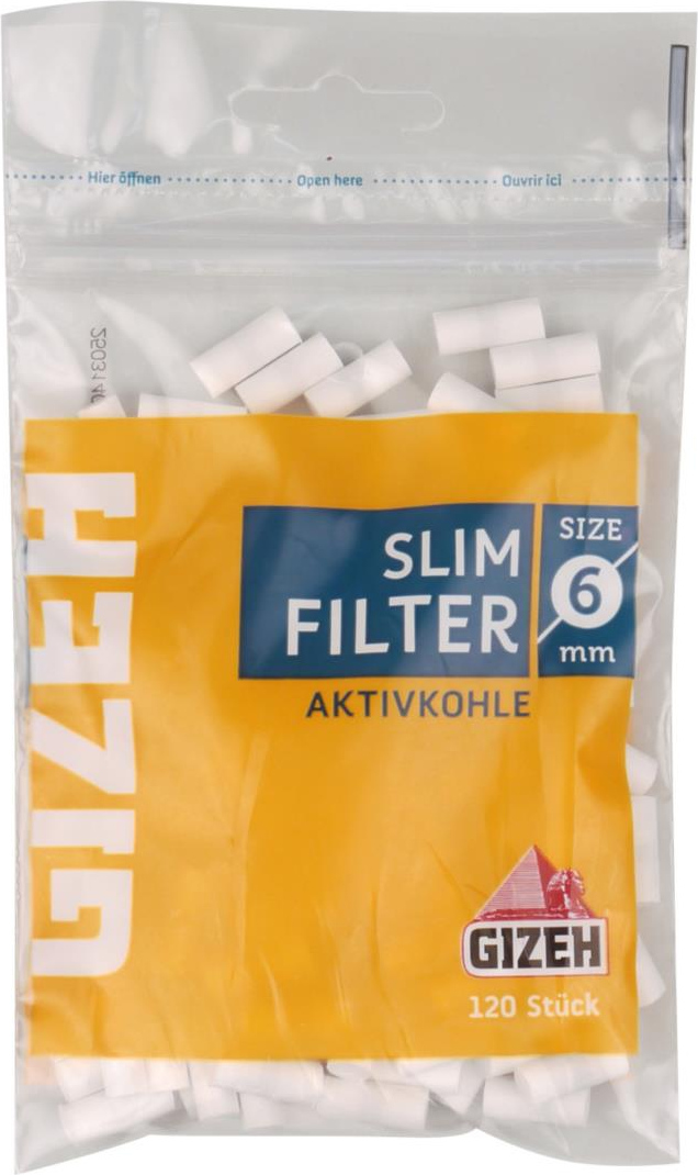 Gizeh Slim – 6mm Aktivkohle-Filter – Inhalt 120 Stück – Gerd