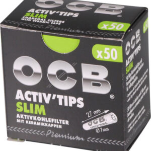 OCB Aktivkohlefilter "Activ'Tips Slim" 7mm Inhalt 50 Filter Länge Filter 27mm, Made in Germany