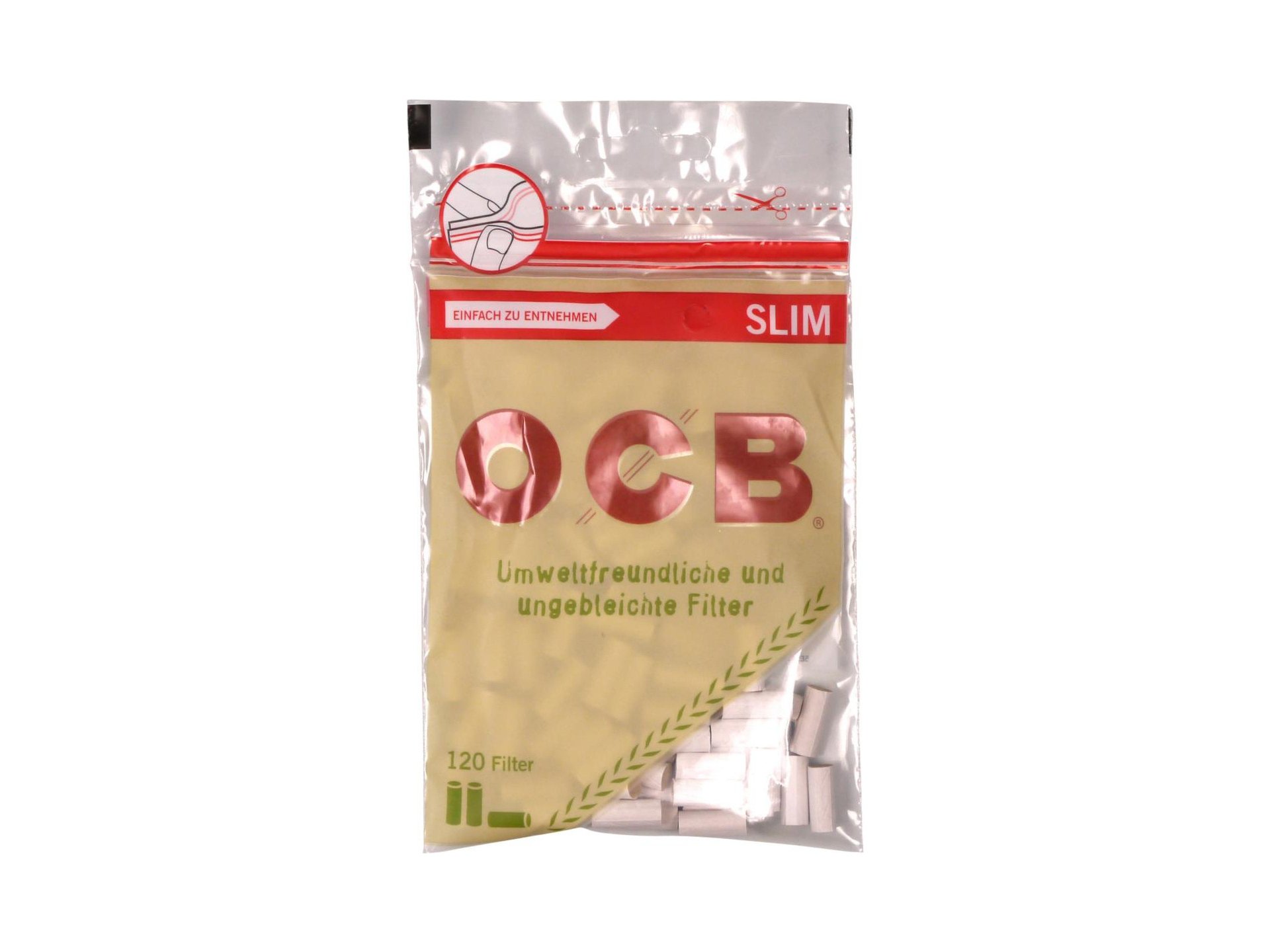 OCB "Organic" Slim Filter ungebleicht Inhalt 120 Filter aus reiner Zellulose, biologisch abbaubar
