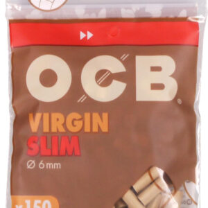 OCB "Unbleached/Virgin" Slim Filter ungebleicht Inh.150 Filt aus reiner Zellulose, biologisch abbaubar, mit Spenderloch