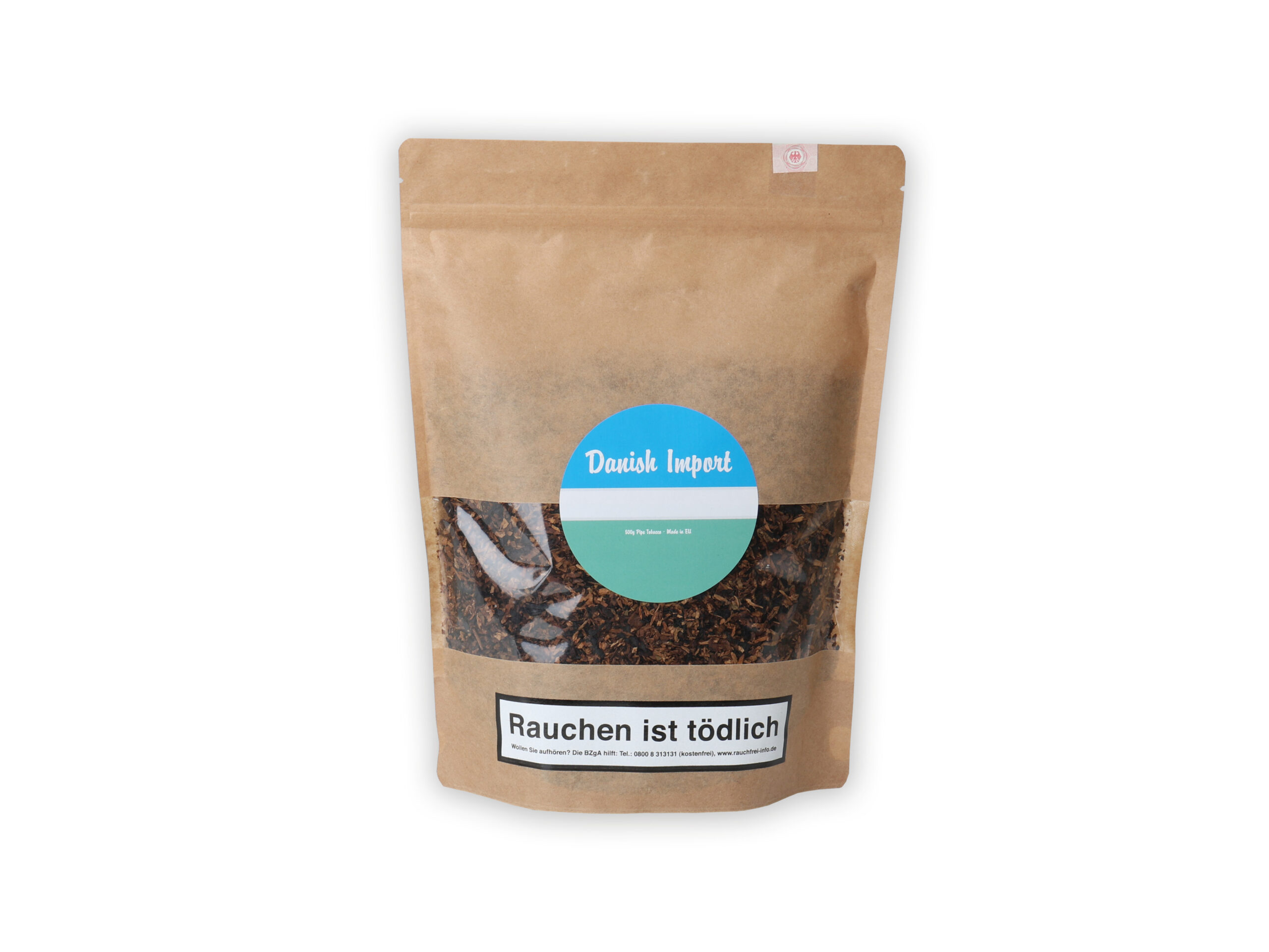 Kopp Tobaccos Danish Import Pfeifentabak 500gr Beutel mit Zippverschluss Frontansicht