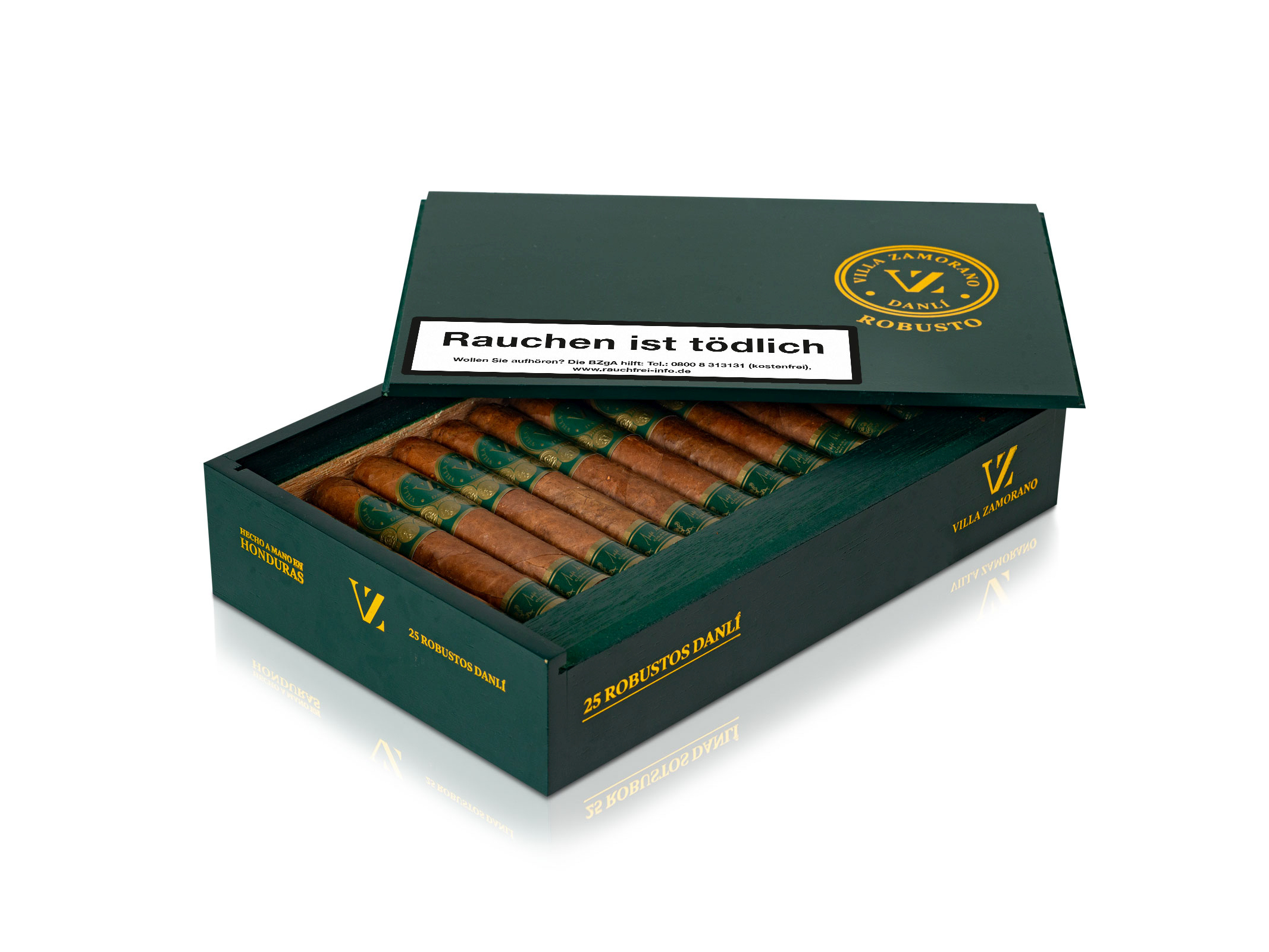 Villa Zamorano Colection Danli Robusto Kiste 25 Zigarren offen