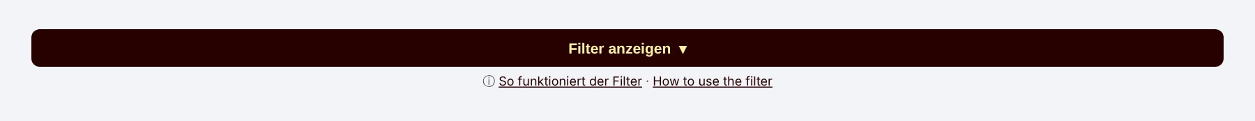 Zigarren-Filter eingeklappt: Balken „Filter anzeigen“